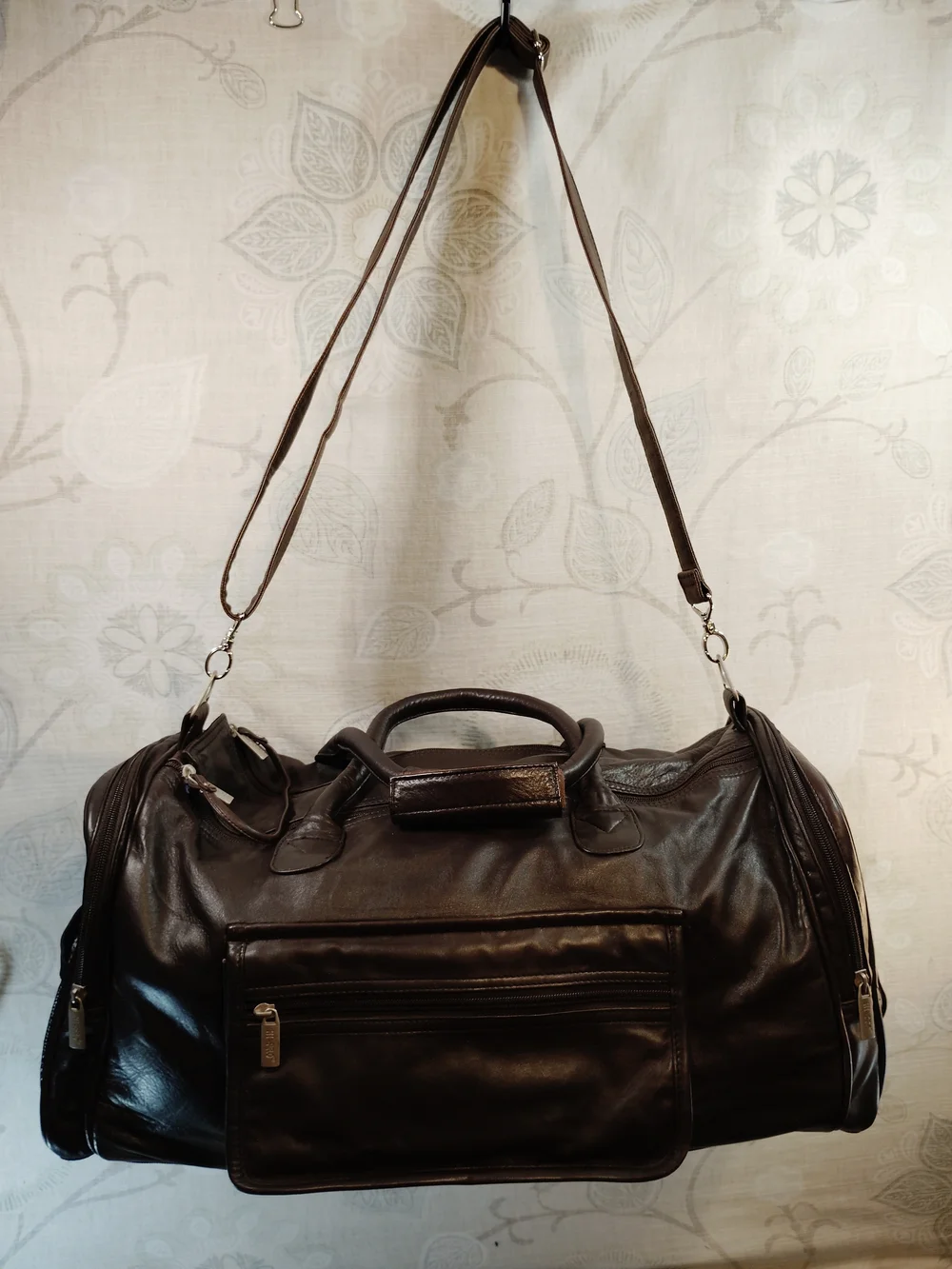 Hi Pro Faux Leather Duffel Bag in Dark Brown - Spacious Travel Carryall